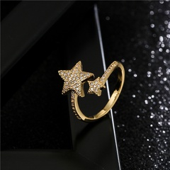 Simple double five-pointed star shape geometric ring