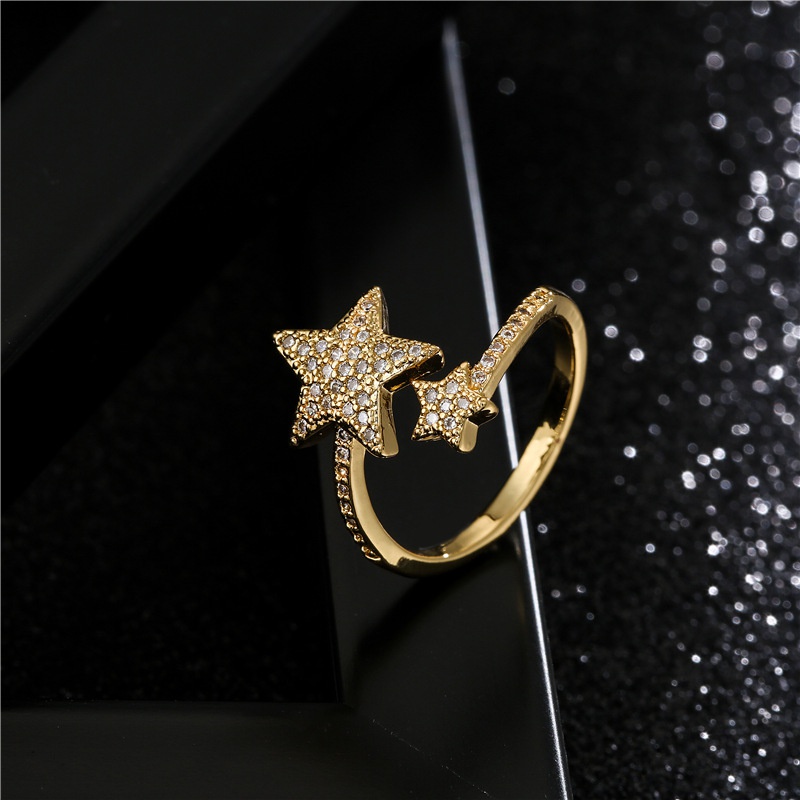 Simple double fivepointed star shape geometric ring