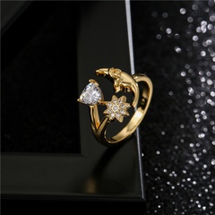 fashion star moon heart zircon ring