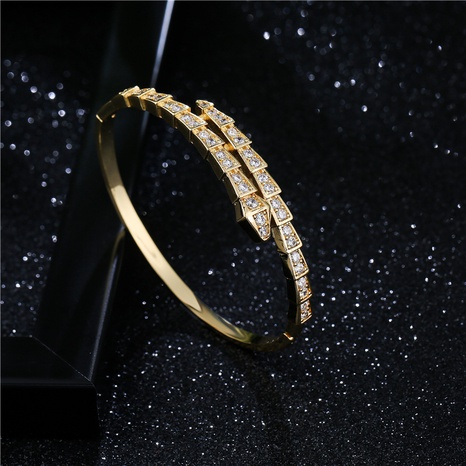 Simple electroplated copper zircon snake shape bracelet's discount tags