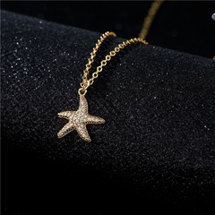 Collar de circón con micro incrustaciones con colgante de estrella de mar linda de estilo coreano