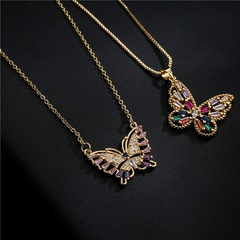 collier pendentif papillon en zirconium couleur micro-incrusté de cuivre à la mode