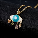 fashion blue and white twocolor oil dripping devils eye zircon necklacepicture6