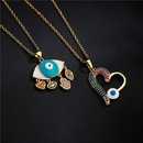 fashion blue and white twocolor oil dripping devils eye zircon necklacepicture8