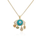 fashion blue and white twocolor oil dripping devils eye zircon necklacepicture10