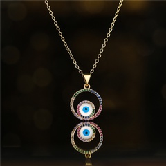 fashion Copper micro-inlaid color zirconium round devil's eye oil drop necklace