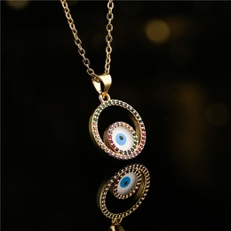 fashion Copper microinlaid color zirconium round devils eye oil drop necklacepicture9