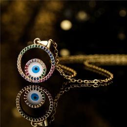fashion Copper microinlaid color zirconium round devils eye oil drop necklacepicture11