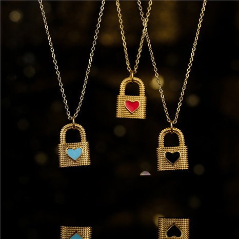 collier pendentif de serrure en forme de coeur dégoulinant d'huile de mode's discount tags