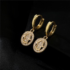 fashion lucky palm charm copper micro-inlaid zircon full diamond earring