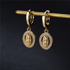 fashion classic Virgin Mary shape copper micro-inlaid earrings