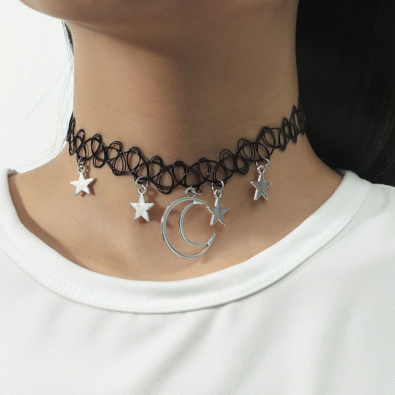 kreative einfache SternMondAnhnger elastische Halskette