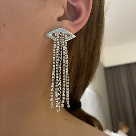 retro diamond flashing diamond tassel earrings's discount tags