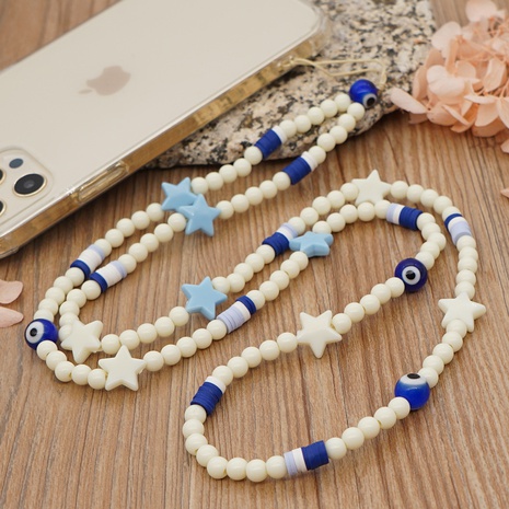 ethnic style round beads acrylic five-pointed star glazed eye beads mobile phone chain's discount tags