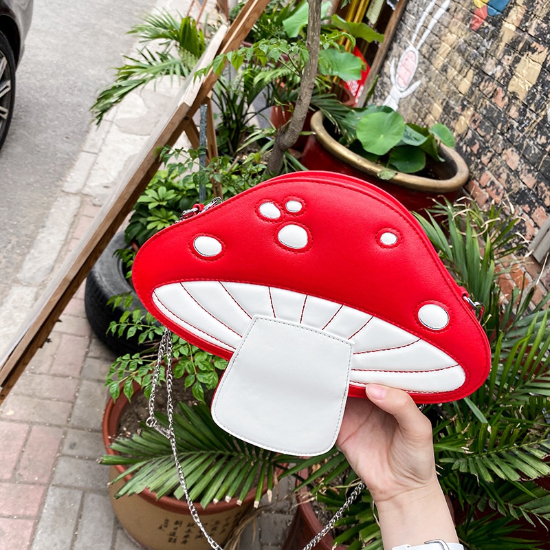 fashion funny cute cartoon mushroom shape messenger bag