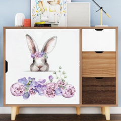 New FX-B149 Cartoon Bunny Flower Hallway Cabinet Bedroom Commercial Wall Beautification Decorative Wall Sticker
