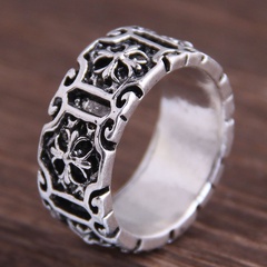 retro simple cross carved pattern alloy ring
