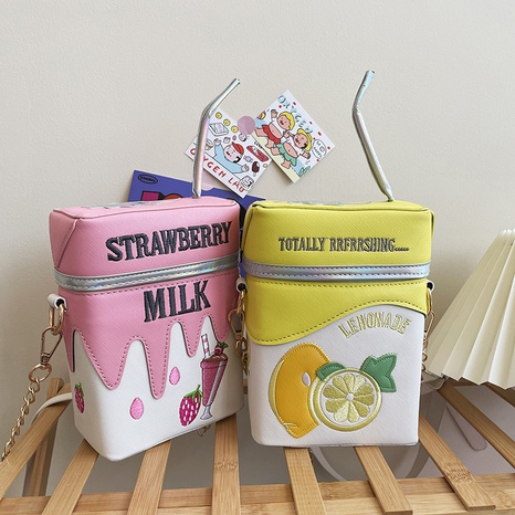 Korean funny embroidery strawberry lemon fruit messenger straw bag's discount tags
