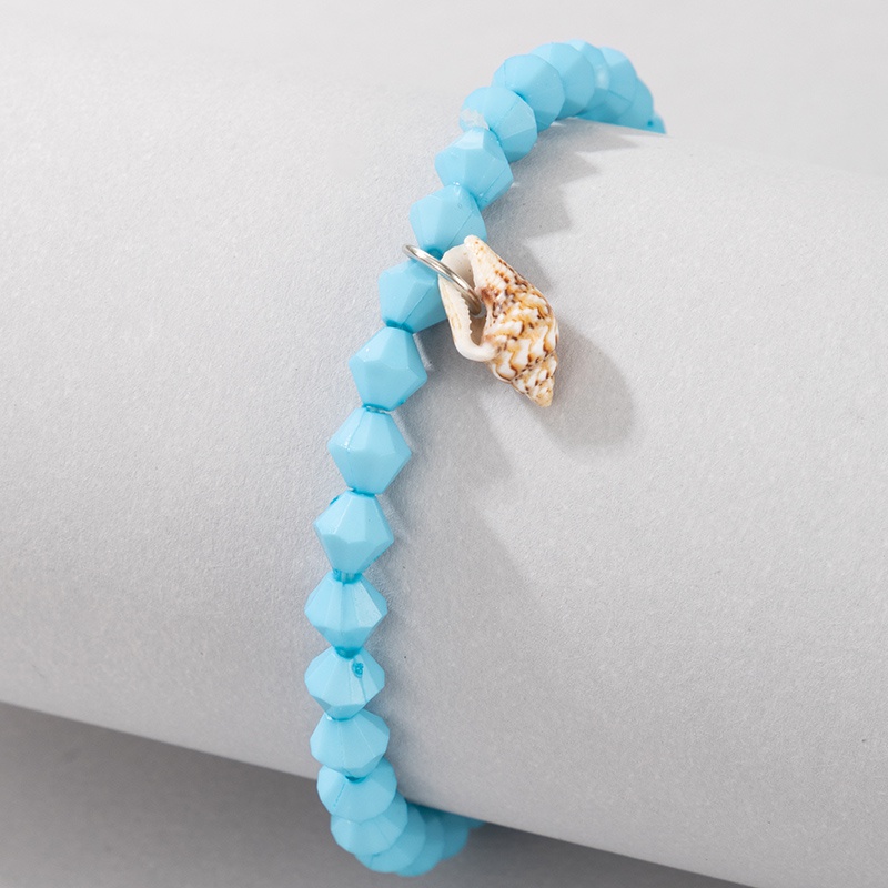 Bracelet perles pendentif conque coquillage bohme