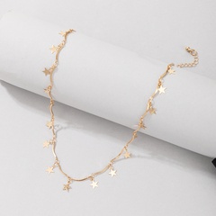 nouveau collier simple à pompon en étoile dorée à cinq branches