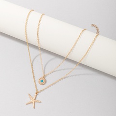 simple new diamond disc starfish pendant necklace