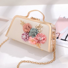 Korean trendy pearl flower small square bag