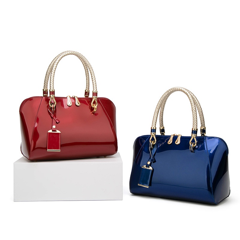 fashion shiny patent leather oneshoulder handbags