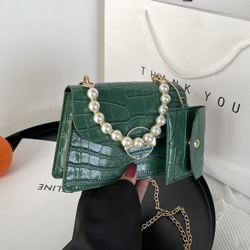Korean fashion rhombus pearl portable messenger bag