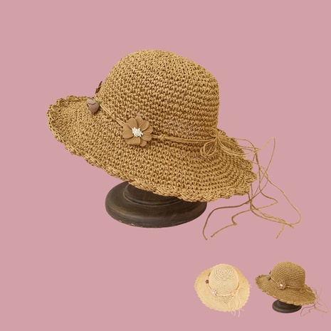 Fashion  rose breathable wide-brimmed straw hat NHTQ360418's discount tags