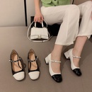 fashion chain color matching thickheel midheel commuter Mary Jane shoespicture28