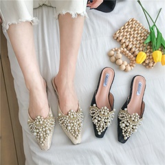 Koreanische neue Mode-Stil flache Sandalen Perlen Hausschuhe