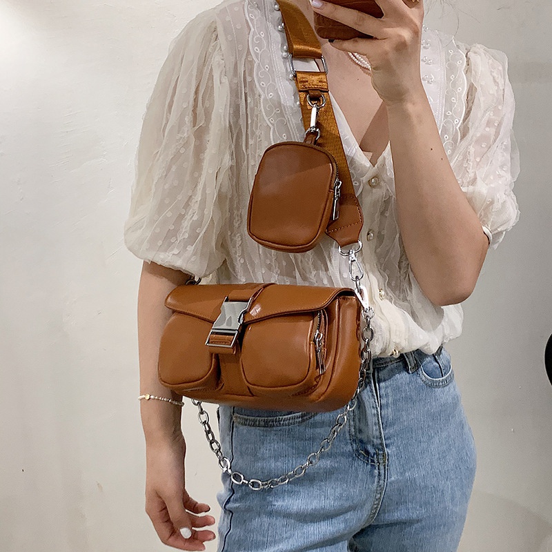 fashion threeinone chain pocket shoulder messenger bag