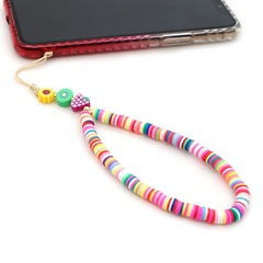 Mobile phone chain 6mm soft clay tablet rainbow short mobile phone lanyard bohemian jewelry