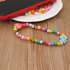 Chaîne de téléphone portable couleur bonbon amour perles acryliques lanière courte pour téléphone portable