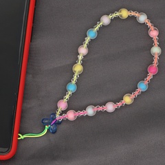 Perles acryliques de couleur bonbon chaîne de téléphone portable anti-perte arc-en-ciel lanière de téléphone portable en cristal court