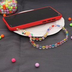 Chaîne de téléphone portable perles acryliques de couleur bonbon poterie douce lanière courte de téléphone portable