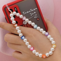 Perle perlée anti-perte chaîne de téléphone portable court acrylique amour lanière de téléphone portable
