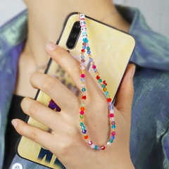 Candy color anti-lost mobile phone chain acrylic LOVE letter beads short rainbow crystal mobile phone lanyard