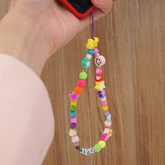 DIY letters LOVE mobile phone lanyard hanging neck smiling soft pottery key rope