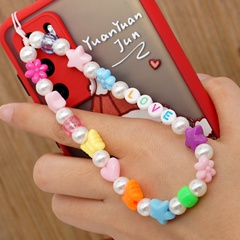Pearl anti-lost mobile phone chain hanging jewelry LOVE letter beads pottery mobile phone lanyard