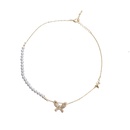 European and American Gold Plated Pearl Diamond Butterfly Necklace 2021 Fashion Super Fairy Choker Cold Temperament Clavicle Chainpicture12