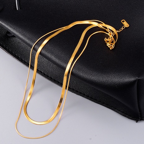 retro double-layer snake bone chain short necklace's discount tags