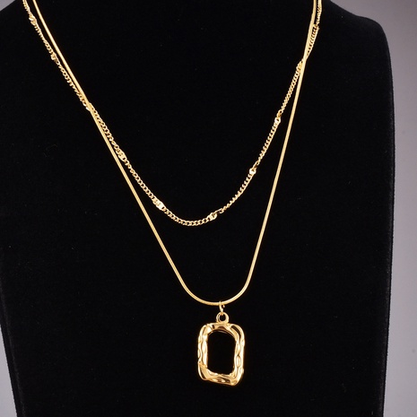 Fashion Square Hollow Pendent Double Layered Necklace's discount tags