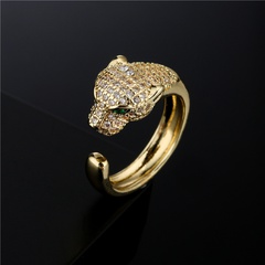 18K Real Gold Color-Preserving Electroplating Elegant Leopard Ring Opening Adjustable Domineering Copper Micro Inlay Ring Hot Sale