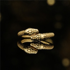 Retro wave point snake copper plated 18K gold open ring