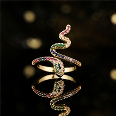 modischer schlangenförmiger offener Ring aus Kupfer mit Zirkon mit Mikro-Intarsien