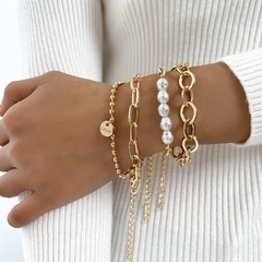 fashion pearl English letter bracelet three-piece set