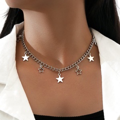 collier pendentif étoile creuse à cinq branches en alliage simple