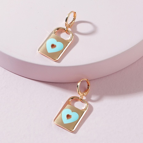 fashion drop oil heart lock earrings's discount tags