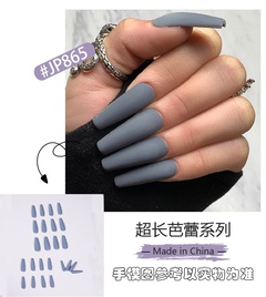 Fashion long solid color frosted glossy fake nails